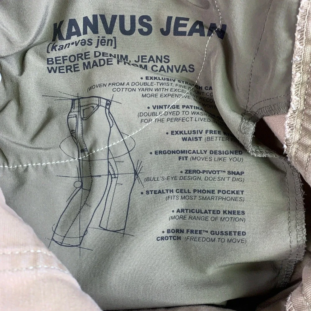 Kuhl Kanvus Jean Men's 34x32 Khaki Tan Outdoor Hiking Canvas Stretch Work Pants
